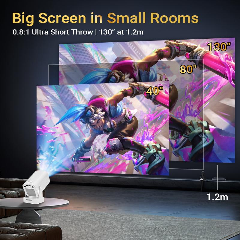 HY260 Pro 1080P Projector 4K Support Auto Focus Quiet Cooling Android 11 Google Voice Control for Home Theater Entertainment