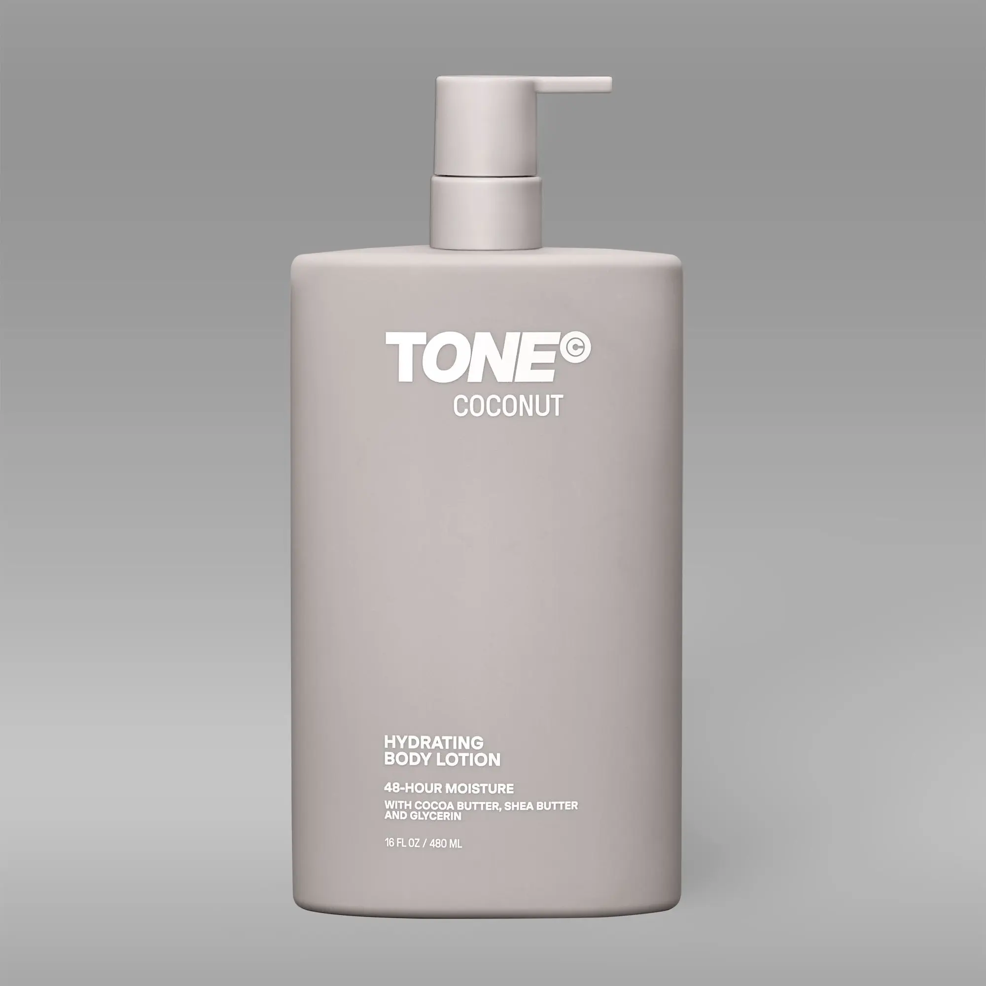 TONE Men's Cocoa-Scented Hydrating Body Lotion - 16 fl oz (480 ml) Daily Moisturizer with Coconut, Shea Butter, Jojoba Seed Oil, Ethylhexyl Palmitate, Lauryl Laurate, Cetyl Stearate - Fast-Absorbing, Long-Lasting Body Care for Softer Skin, Tone Body