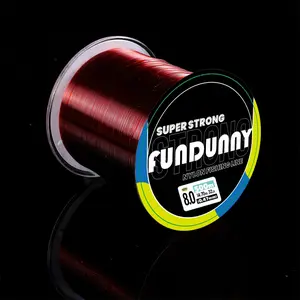 FUNDUNNY Professional Fishing Line 500m Red Size 8 - Original Nylon with Fluorocarbon Coating - Suitable for Various Saltwater and Freshwater Fishing Applications