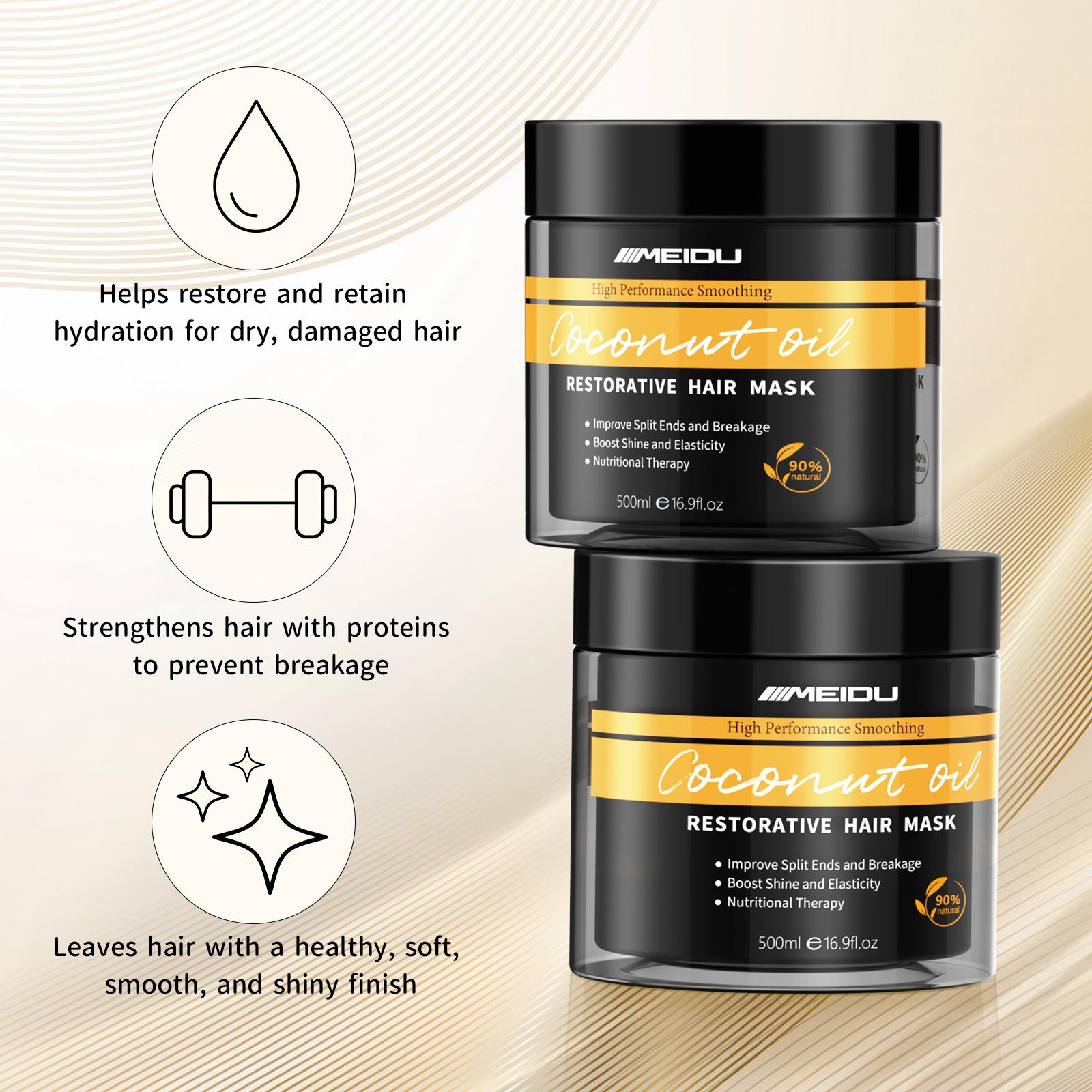 MEIDU Keratin Hair Mask, Ginseng and coconut oil deeply nourish and repair hair strands, Smooth Moisturizer Hydrating, Collagen Hair Treatment