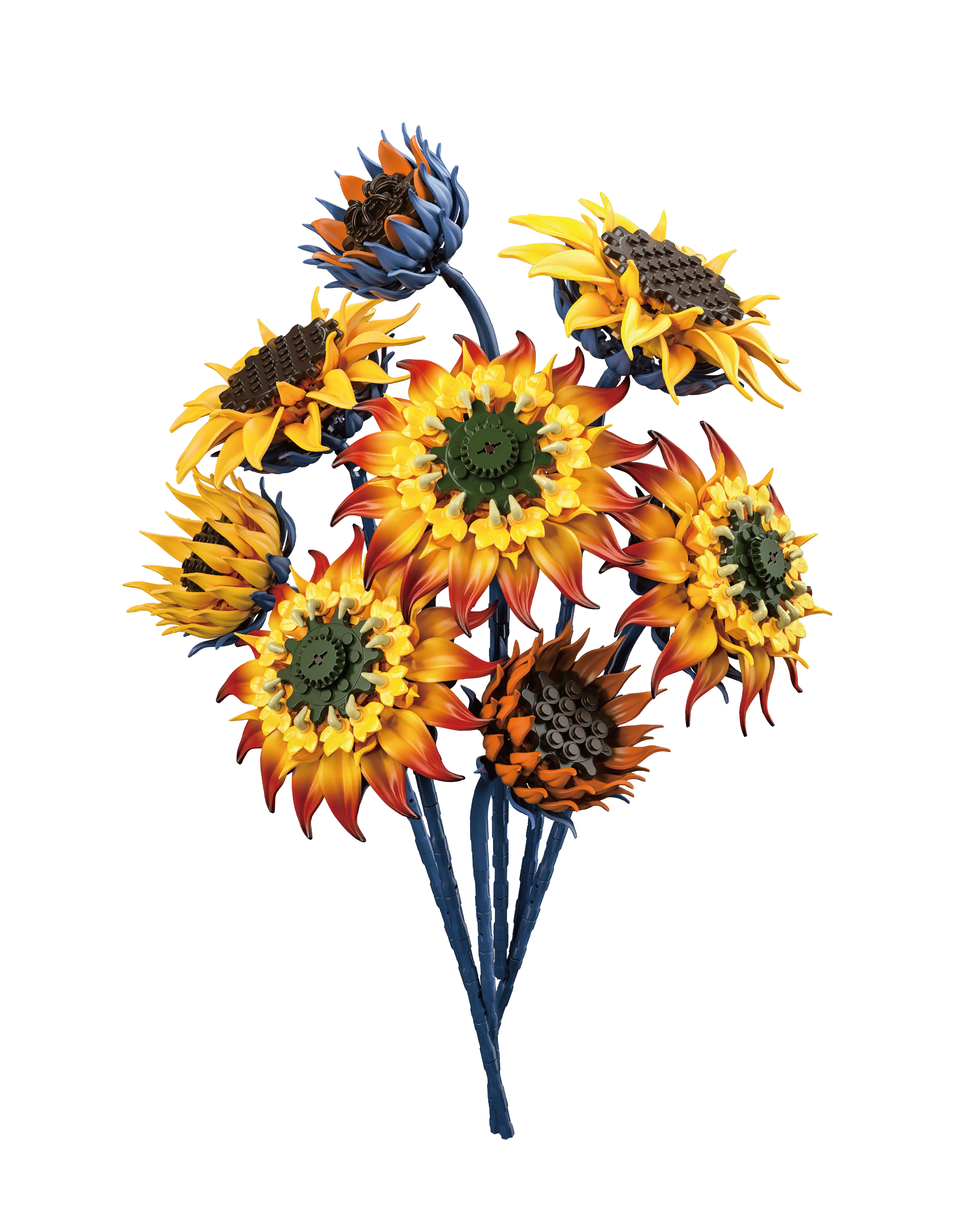Supreowls Eternal Flame Sunflower Building Set, Fiery Botanical Collection for Adults, Realistic Sunflower Bouquet Blocks, Artistic Home Decor Gift for Women & Flower Lovers