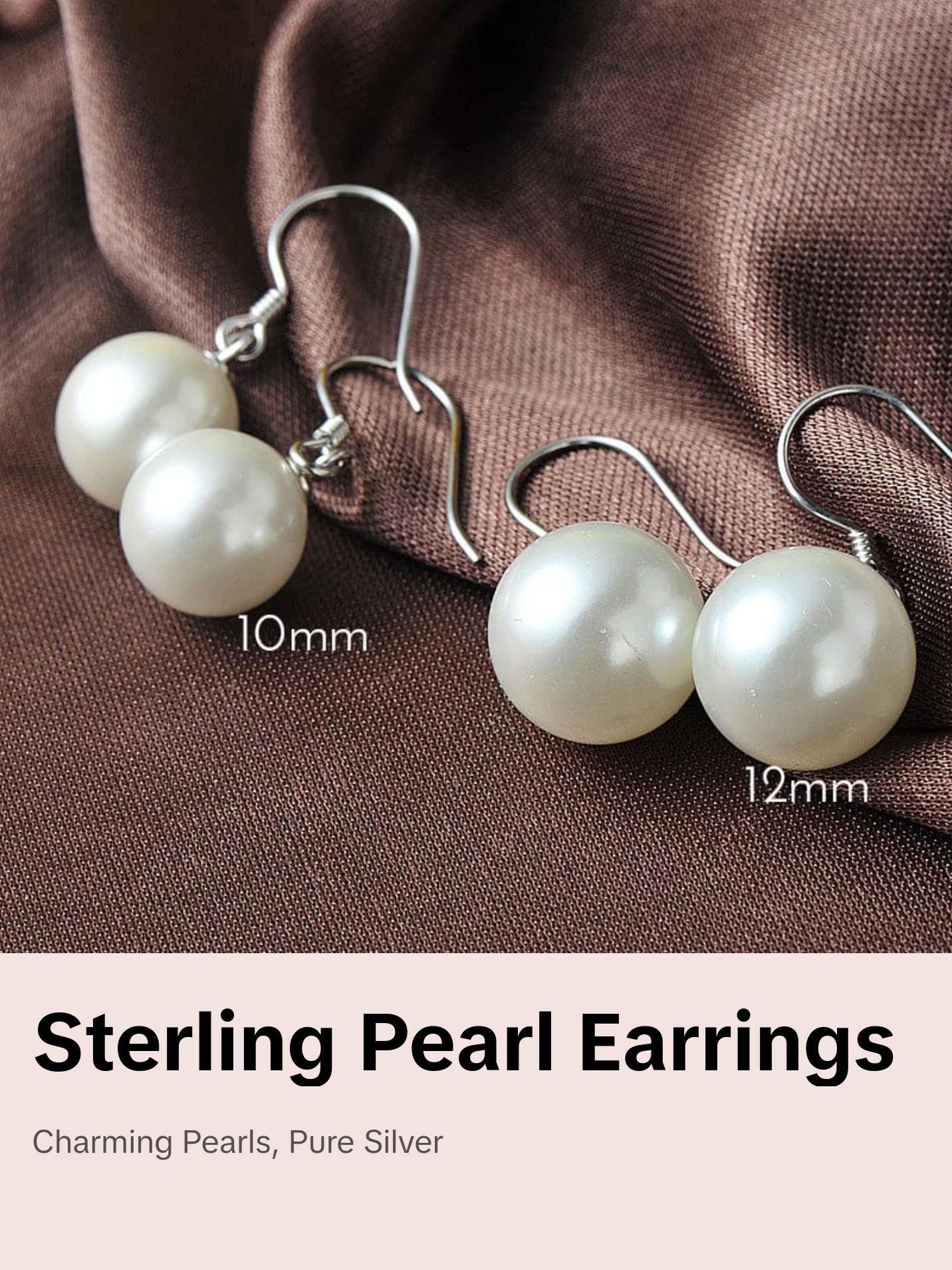 Simple Elegant Big Shell Pearl Women 925 Sterling Sliver Earrings