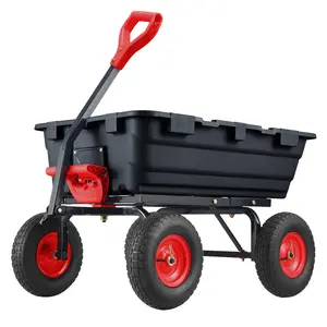 Garvee Garden Cart 362.9 kg, durable wheelbarrow with 25 cm tires, 180° swivel handle, steel frame and quick-release system, garden cart for soil plants, gardening tools, wood