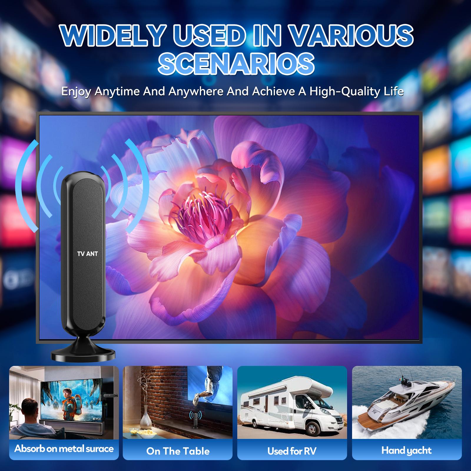 HIDB TV Antenna Digital for Smart TV HD Antena Indoor 4K 360° Signal Amplified indoor TV Antenna for Easy Long Range Reception Installation No Monthly Bill Ultra Long Reception Distance, Outdoorfun