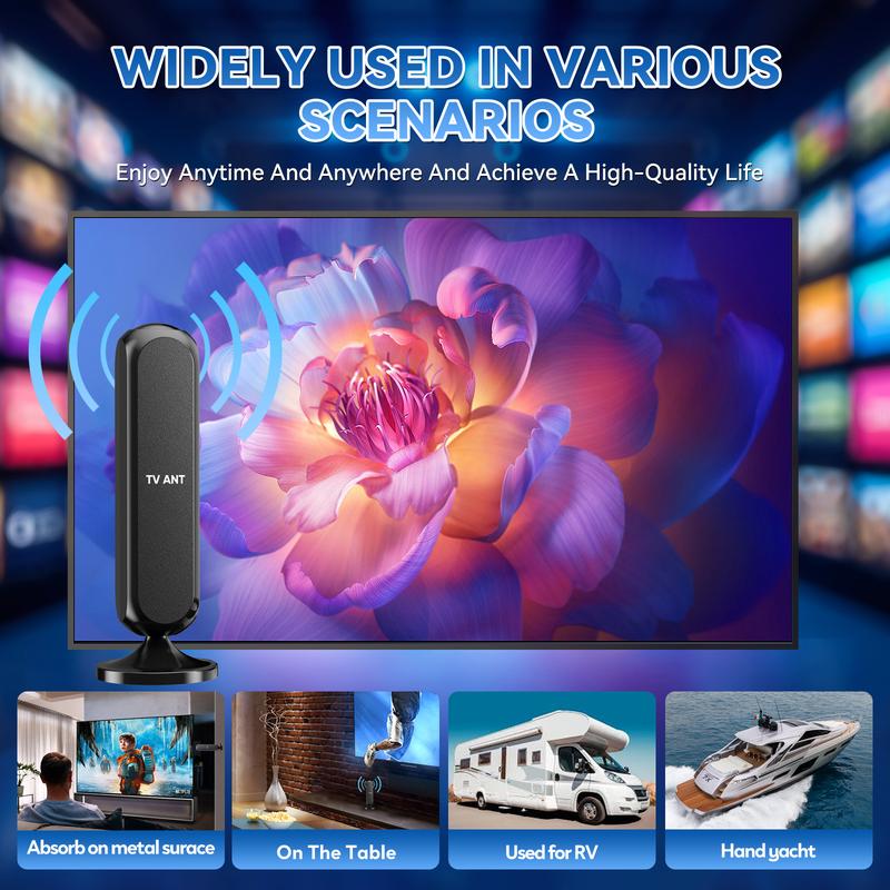 HIDB TV Antenna Digital for Smart TV HD Antena Indoor 4K 360° Signal Amplified indoor TV Antenna for Easy Long Range Reception Installation No Monthly Bill Ultra Long Reception Distance, Outdoorfun