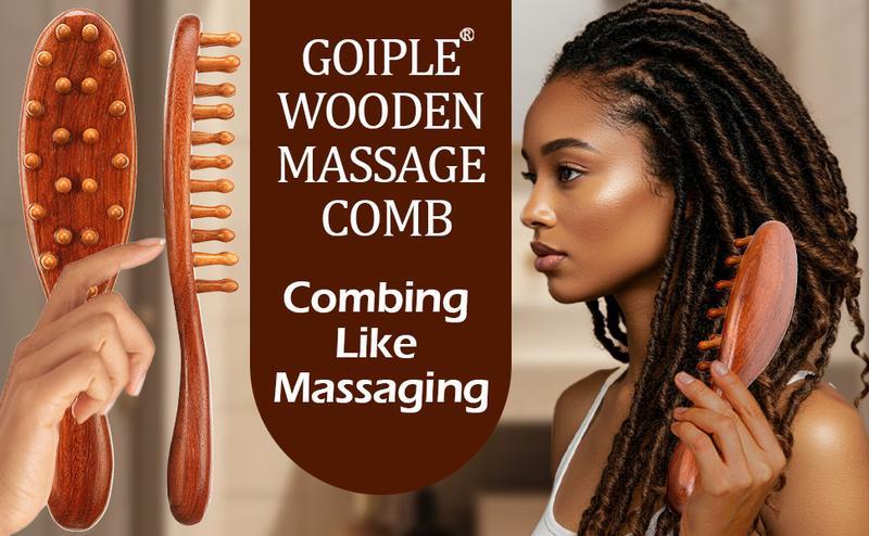 Loc Brush for Dreads, Comfortable Massage Comb, Scraping Massage Tools Wide Tooth Comb, Elegant Wood, Comfortable to Hold