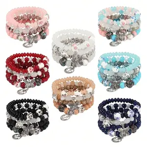 4Pcs/Set Fashion Bohemian Butterfly Elephant Pendant Multi-Layer Bracelet Women's Hand Chain Bracelets For Party, Daily, Gifts