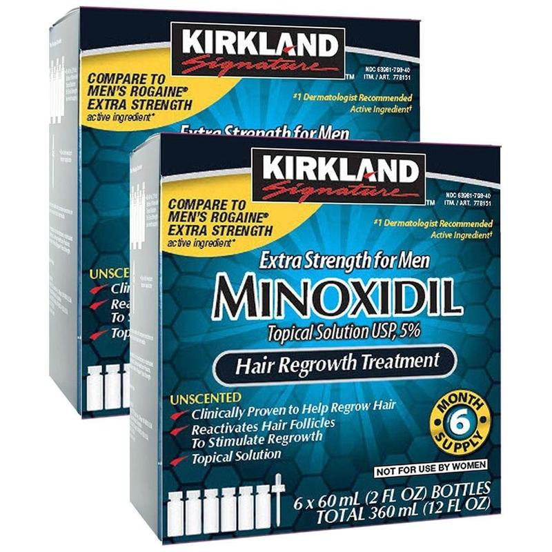 Kirkland Minoxidil 5% for Men Hair Care, Topical Solution Extra Strength Hair Regrowth Treatment for Men Dropper Applicator Included (1 month to 24 month supplies available) (1 month supply)