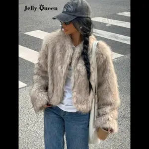 Winter New Faux Fur Coat with Fine Velvet Buttons, Vintage Simple Daily Wear, Stylish Artificial Fur Jacket for Women