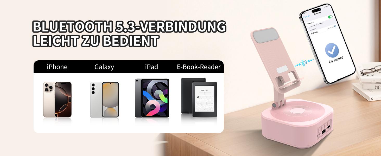 Cell Phone Stand with Wireless Bluetooth Speaker, LED, Anti-Slip Base HD Surround Sound,Perfect for Home/Outdoor with Bluetooth Speaker for Desk Compatible with iPhone/ipad/Android,Gifts for Men Women