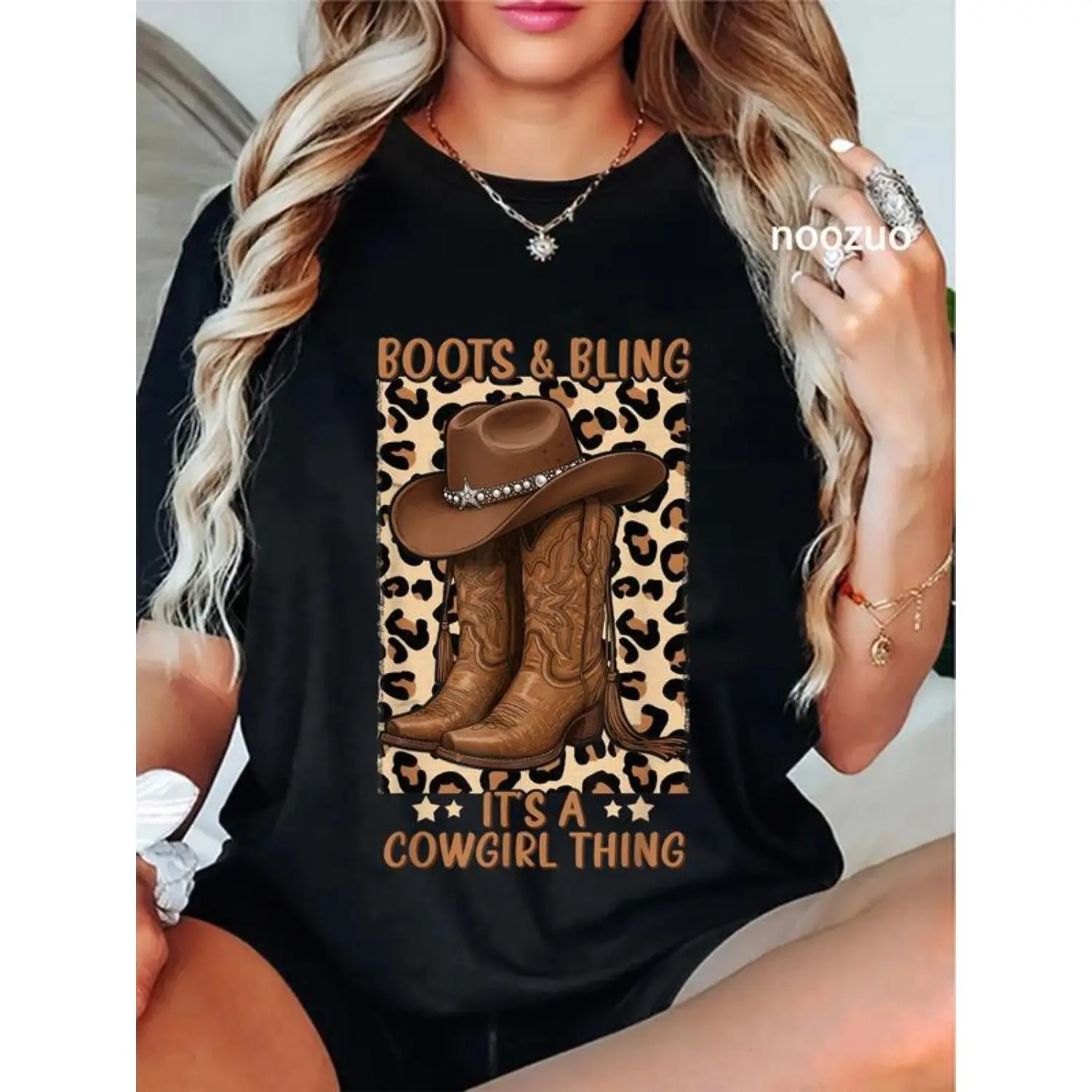 Unisex Short-Sleeve Round Neck Western Pure Cotton Graphic Print Sports Top - Soft, Breathable Fabric, Oversized Fit, Sporty Chic Bling Rodeo Love Design, for Country Enthusiasts, Matches Leggings Denim Bottoms, Cold Wash Safe
