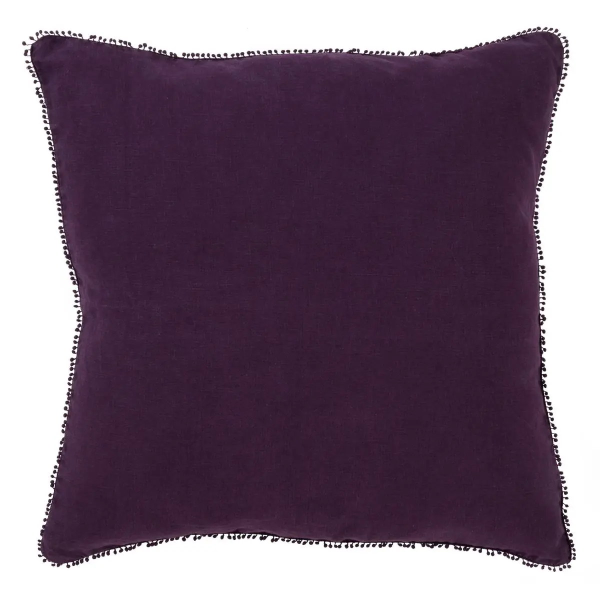 SARO 15063.PU20S 20 in. Square Shape Graciella Pompom Design Down-Filled Pillow - Purple, Home Room House Decor for Indoor Use