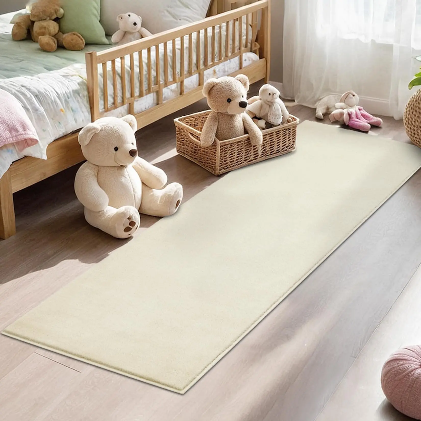 GARVEE 2x6 Soft Runner Rugs for Bedroom, Black and Beige Fluffy Non-Slip Shag Bedside Runner Mats, Fuzzy Plush Carpets, Washable and Foldable Area Rugs for Dorm, Nursery, Hallway, Indoor Home Decor