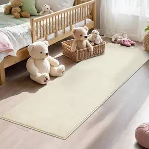 GARVEE 2x6 Soft Runner Rugs for Bedroom, Black and Beige Fluffy Non-Slip Shag Bedside Runner Mats, Fuzzy Plush Carpets, Washable and Foldable Area Rugs for Dorm, Nursery, Hallway, Indoor Home Decor