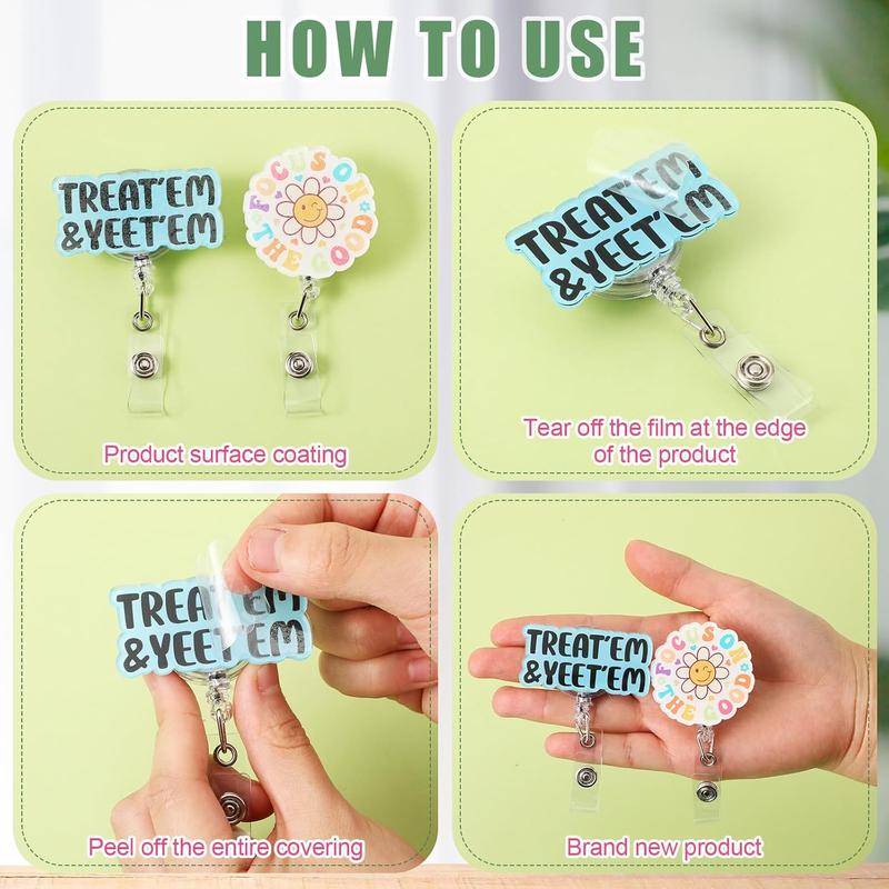 36/24/12/10 Pcs Funny Badge Reels for Nurses Cute Acrylic ID Badge Holder with Retractable Name ID Clip Bulk Badge Reel Accessories for Doctors Teachers Nursing Students Coworkers Medical Assistants New Grad Nurse Onboarding Gifts, Clinical Essentials