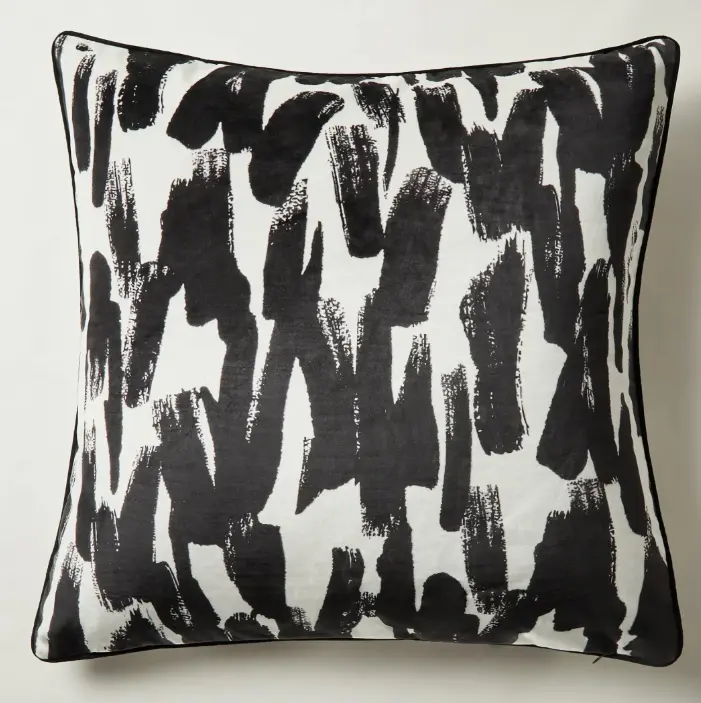 Z Gallerie Adelaide Velvet Soft Padded Cushion Pillow - 26" x 26" Square Shape, 95% Feather Removable Insert, Hidden Zipper Closure, Spot Clean, Abstract Print Bold Look Home Interior Decor Accessory, Bedroom Decor