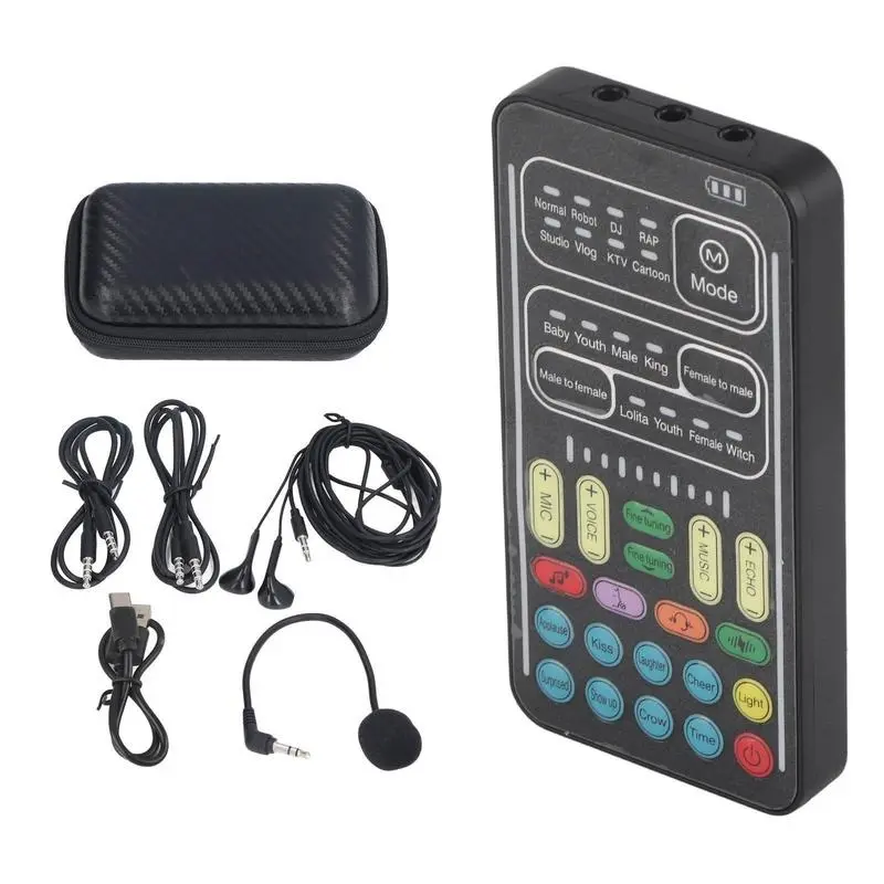 i9 Handheld Sound Card Kit, Multifunction Portable Voice Changer with Recording for Gaming Game Anchors, Cool Gadgets for Computers (English Version)