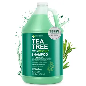 KESMEDIK Tea Tree Oil Shampoo MaxTherapy 1 Gallon – Clarifying Deep Cleansing Shampoo for Buildup & Flakes, Sulfate-Free Professional Salon Size for Gym, Hospitality & Rentals