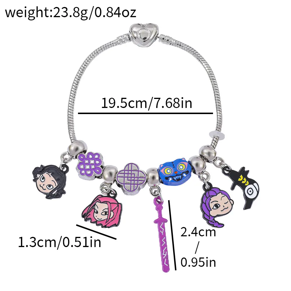 KPK Anime Themed DIY Beaded Bracelet Kit - Cartoon Enamel Print Charms, Adjustable Size Flexible Chain Snake Bangle, Handmade Casual Wear Wrist Jewelry Gift for Collectors, Unisex