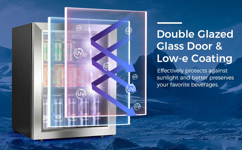 Mini Fridge 68 Can Beverage Refrigerator Cooler, 1.7 Cu.Ft Drink Fridge forSoda Wine Beer, Digital Temperature Control Cooler for Home, Dorm, Bar