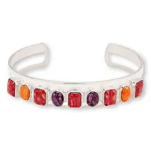 Mine Finds by Jay King Multicolored Spiny Oyster Sterling Silver Cuff Bracelet