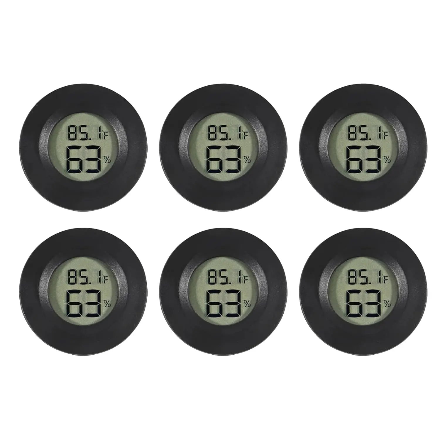 6-Pack Mini Hygrometer Thermometer Digital LCD  Indoor/Outdoor Humidity Meter Gauge Temperature for Humidors  Greenhouse Babyroom Reptile Incubator