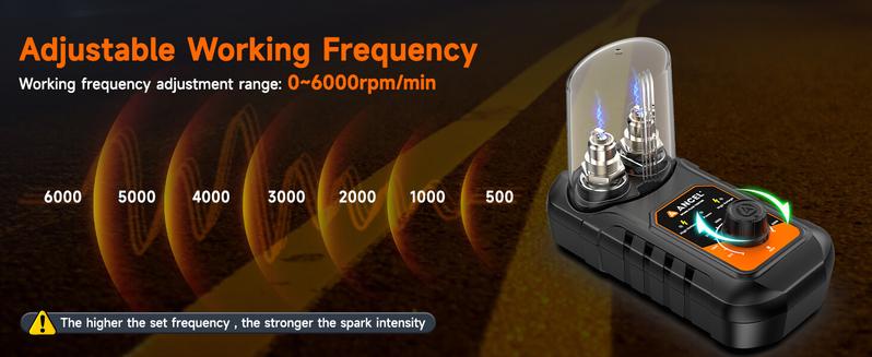 ANCEL SP21 Upgraded Spark Plug Tester, Double Hole Testing Spark Plug Detector, 0 to 6000RPM Adjustable Working Frequency, Automotive Ignition Analyzer Diagnostic Tool for Car & Motorcycle 12V Vehicles