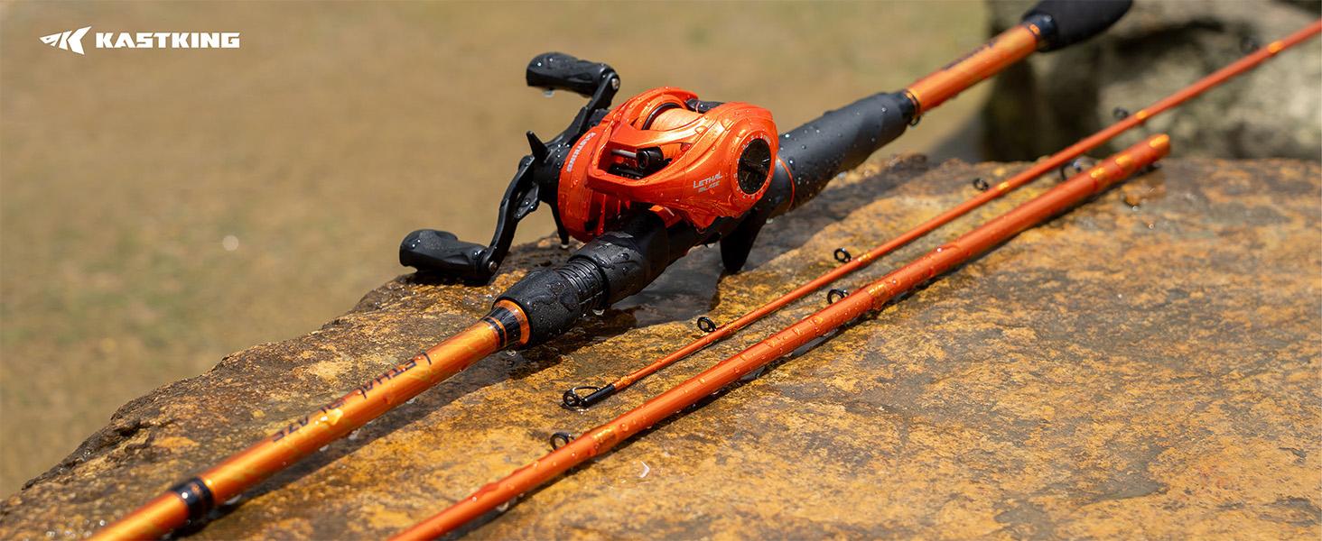 KastKing Lethal Blaze Twin-tip Fishing Rod and Reel Combo, IM6 Graphite 2Pc Blanks, Stainless Steel Guides with Ceramic Rings, Contoured EVA Handles & Fighting Butt, Split or Full Rear Handle Design, 10 Models