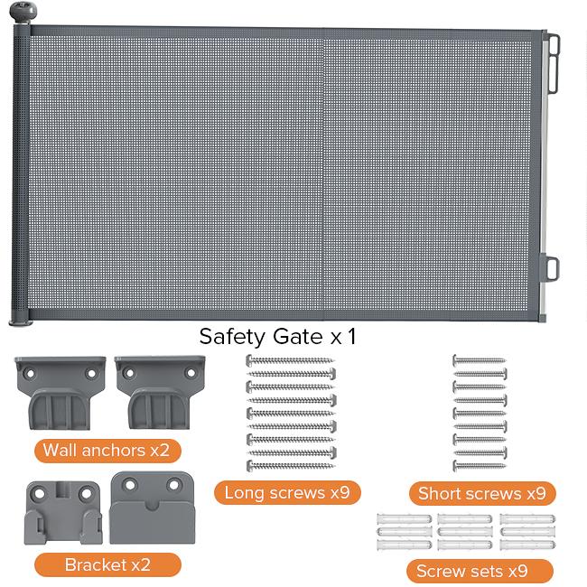 Petstars Retractable Baby Gate, Mesh Dog & Baby Gate 55" Wide 33" Tall Safety Child or Pet Gate for Indoor Outdoor Stairs, Doorways, Hallways, Deck