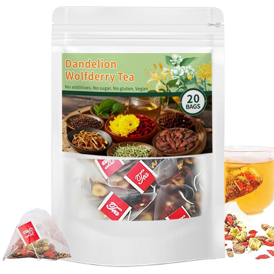 Dandelion Chrysanthemum Goji Berry Tea 160g - Caffeine-Free, Refreshing Summer Beverage for Digestion Support & Daily Balance - 20 Tea Bags Gift for Health Enthusiasts