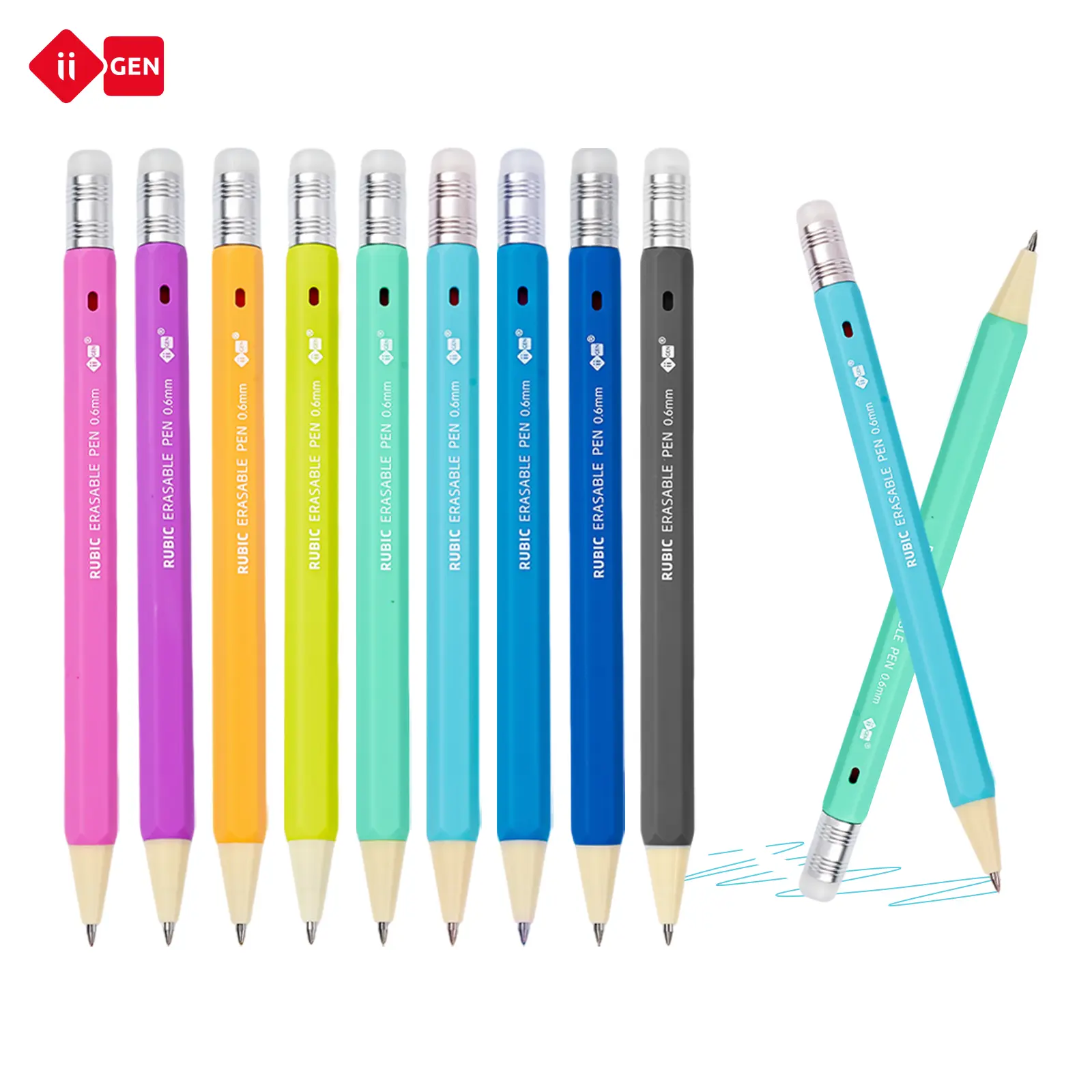 iiGEN RUBIC Erasable Gel Pens Set, 36 Assorted Pastel Colors, 0.6mm Retractable Twist Pens, Cute Aesthetic Pens with Hexagon Barrel for Journaling, Drawing, School & Office Supplies,Back-to-School Essentials