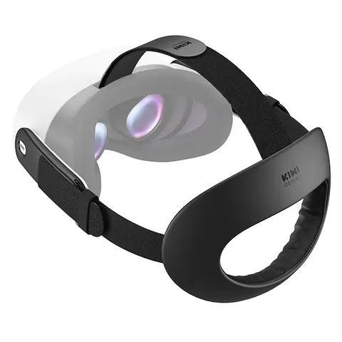 KIWI Design K4 Flex Comfort Lite Adjustable Foldable Portable Wearable Replacement Head Strap for Quest 3-3S - PU+Foam Pressure Relief, Larger Headrest, Streamlined, Roll-Up Travel, Laying Support, 5000-Test Durable VR Meditation Accessory (No Battery)