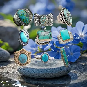 Vintage Indian Style Blue Plaid Turquoise  for Women, Fashion Jewelry Finger  the onering trendy ring