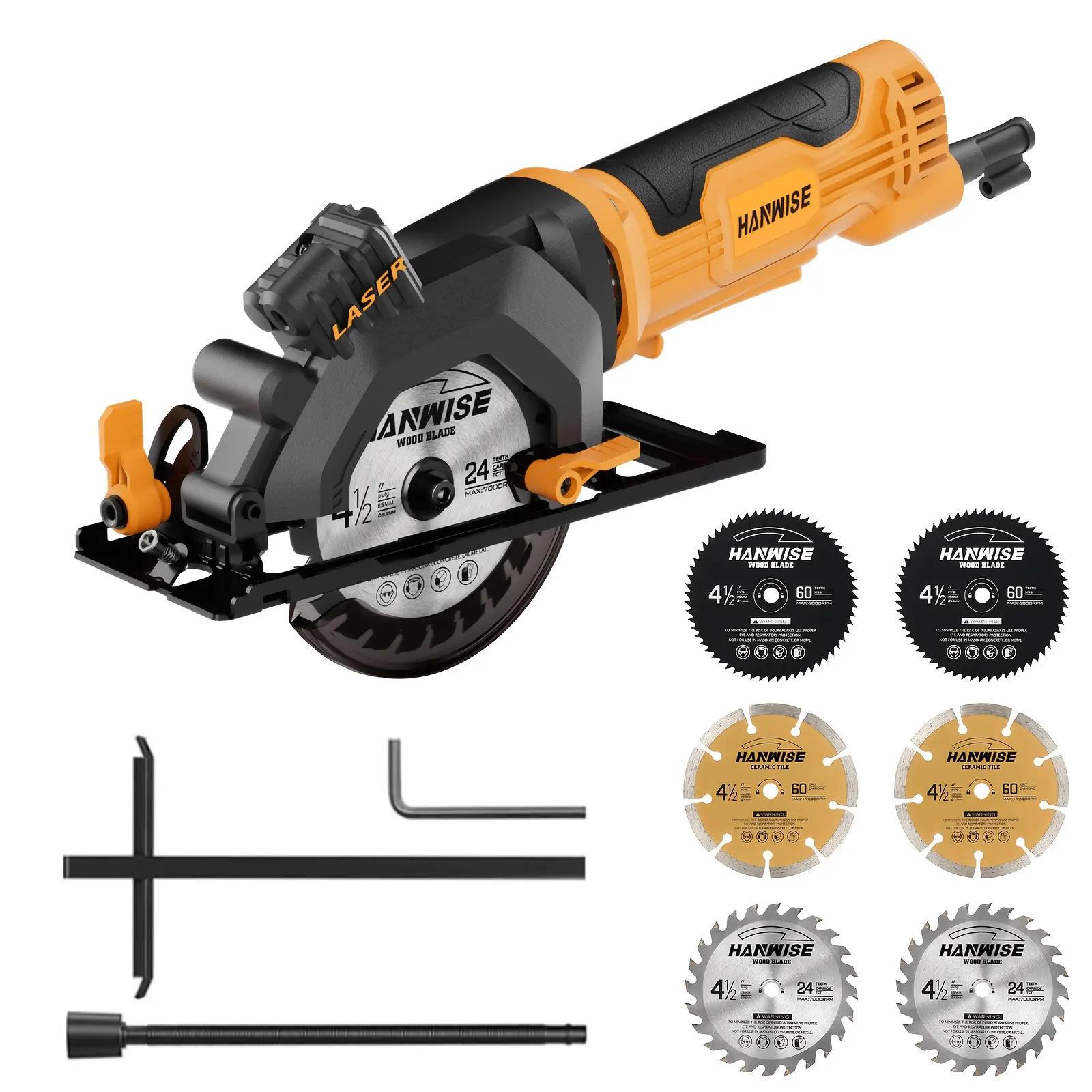 Mini Circular Saw for Home DIY | Corded Compact Wood Cutter with Laser Guide & Rip Fence | Portable Handheld Power Tool with Blade Guard & Blades  Ships from Local US Warehouse