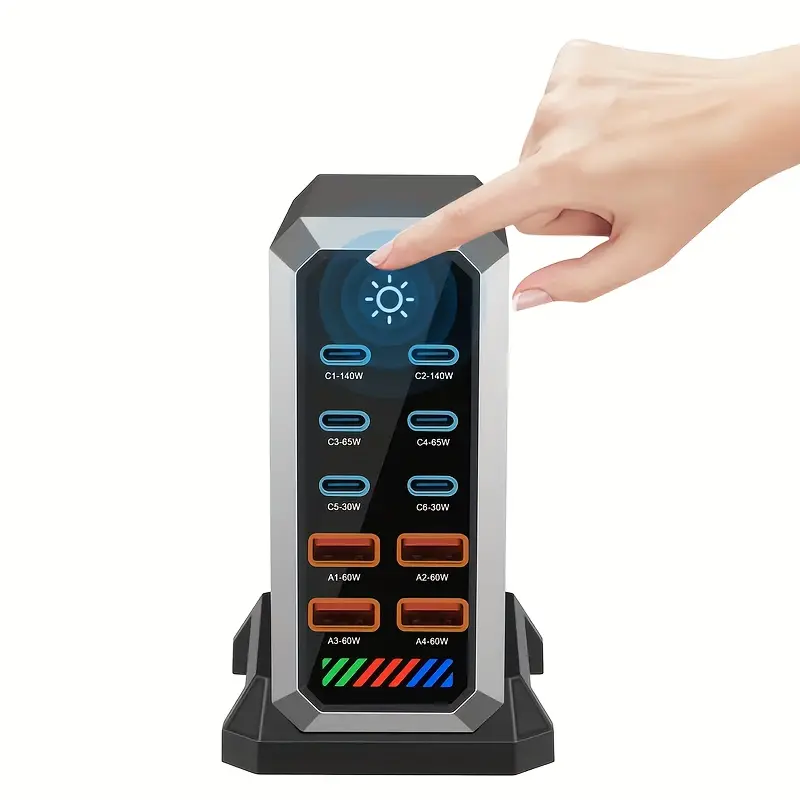 660W Fast Charge USB-C GaN III Pro Charger Block, 10-Port Charging Station with Dual 140W PD3.1 PPS, Compatible with MacBook, iPhone 17 Pro Max, iPad, Laptops & Mobile Phones