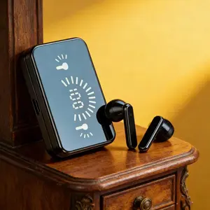 Ankriyul  Mirror Earphone Compartment Earphones Earphones Bluetooth Wireless Earphones High-Fidelity Stereo Sports Gaming  Bluetooth Earphones