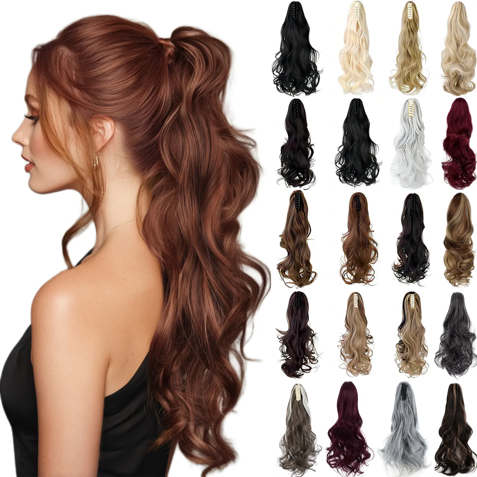 Dulchany Ponytail Extension Claw 18" Curly Wavy Clip in Hairpiece  A Jaw Long Pony Tails for Women Synthetic Clip In Soft Synthetic Hair