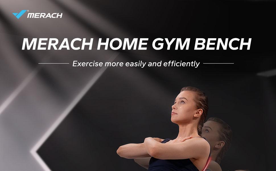 Merach Adjustable Weight Bench Workout Bench for Home Gym, Resistance Bands/No Resistance Bands