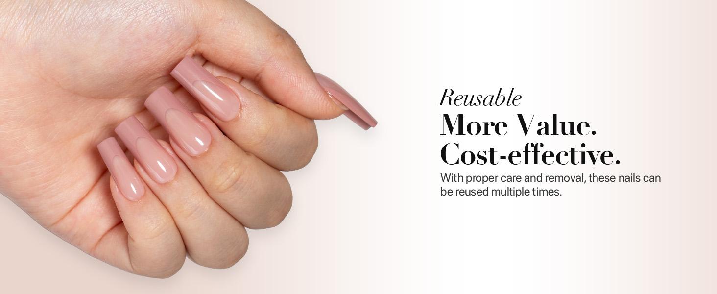 SXC Cosmetics X-Pro Tips 150/160 Nail Tips ONLY – Skin Tone Nude Series French Tip Press-On Nails Acrylic Soft Gel System for DIY Manicures at Home