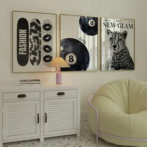 Black and White poster, Stockholm Set of 3 Prints, Trendy wall art, Skateboard print, bed decor leopard wall art Teen Girl Bedroom Decor
