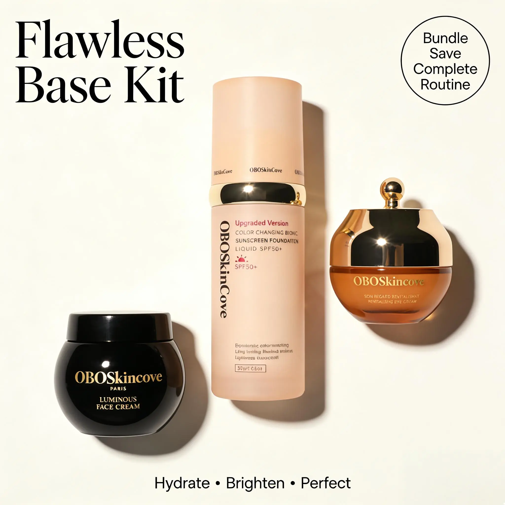 OBOSkincove 4-in-1 Makeup Foundation Cream - Lightweight, Oil-Free Moisturizer, Natural Silky Finish, Long-Lasting, Waterproof for All Skin Types, Any, Cream Base, Silky Look, Tone Evenness, Cosmetic, Hydrating, Moisture, Bottle, Radiant Glow, Adults, Dan