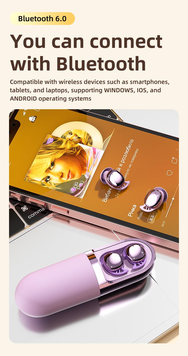 S13 Vibration massage Bluetooth headphones, equipped with a vibration earphone case, can provide relaxation and massage. a compact and small earphone design, making it suitable for use during leisure sleep without any stress.