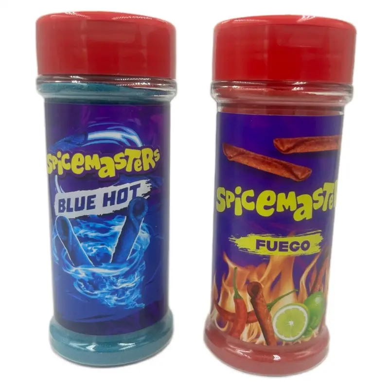 SPICEMASTERS Duo Seasoning Fuego & Blue Hot Snack - 12 Months Plastic Bottle, Natural & Artificial Flavor, Colorful Seasoning Options for All Ages - Dried, Dry takis Extra Fancy Spicy Fuego Takis Powder spice chilli Complete bundle authentic mexican viral