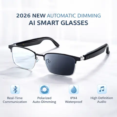 Unisex Multifunctional Wearable Smart Glasses - Lithium Ion Battery, Polarized Auto-Dimming Photochromic Lenses, Real-Time Translation, Bluetooth Voice Call, Music Playback for Adult Drivers, Multifunctional Smart Glasses,techvibes