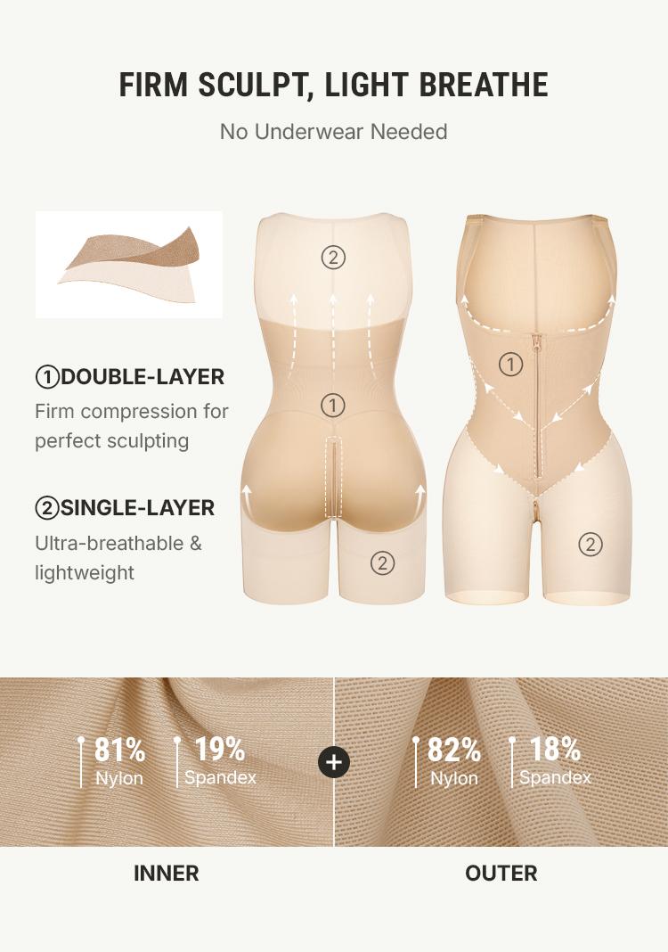 FeelinGirl Fajas Colombianas Shapewear for Women - Tummy Control Postpartum Bodysuit, Butt Lifting with U-Shaped Front & High Back Coverage Springtok