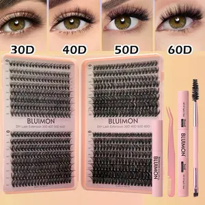 BLUIMON Professional Individual Lash Extension Kit, 30D-60D Thick Volume False Eyelashes with All Tools, Easy Application for Salon-Quality Results at Home