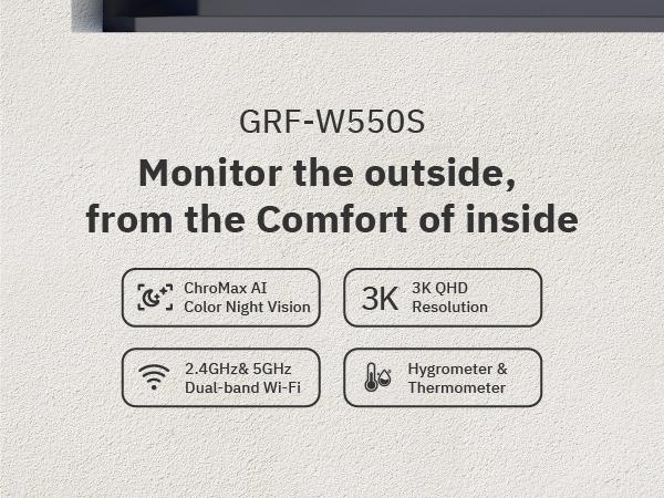 Girafit 5MP 3K Window Camera,2.4GHz & 5GHz Wi-Fi Indoor Security Camera with Thermometer and Hygrometer ChroMax Al Color Night Vision,Person & Motion Detection,24/7 Record