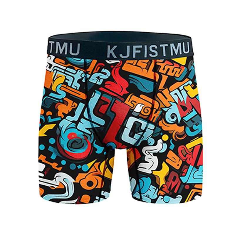 KJFISTMU 12-Piece Men's Boxer Briefs Set Random Styles Designs Solid Colors Prints Colorful Waistbands Striped Designs Fashionable Graffiti Print Underwear