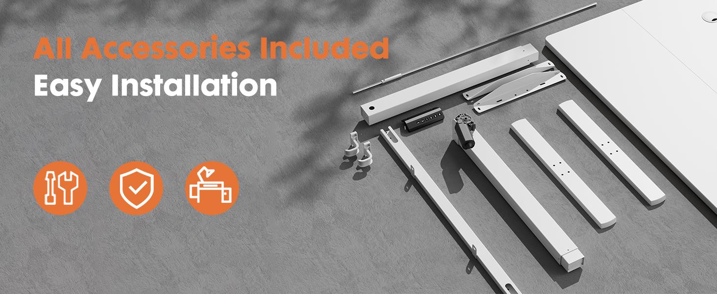 Electric Adjustable Height Standing Desk - 2 Joined Tabletops Ergonomic Sit Stand Workstation for Gaming & Office