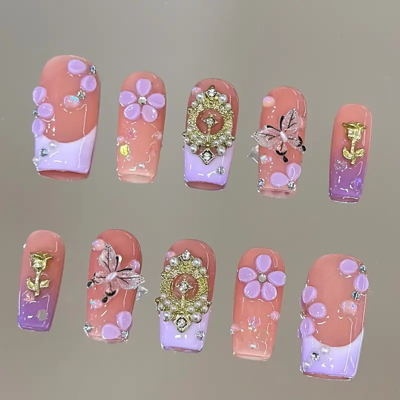 NailVesta  – 100% LAVENDER BLOOM  3D Design for At-Home & On-the-Go Manicures, Reusable, Long-Lasting, Salon-Quality Finish
